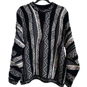 Tundra Canada 3D Knit Sweater XL Coogi Style Textured Vintage Mercerized Cotton
